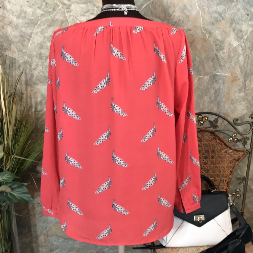 Ann Taylor 🌹 Stunning coral peacock Shirt top blouse tunic - Picture 5 of 8